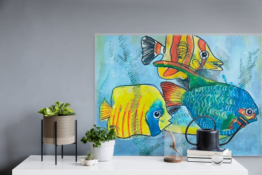 Three colorful Fish  Viktor Bevanda Prints and canvas - available in more sizes